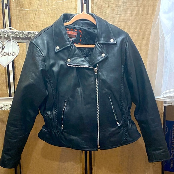 Interstate Leather Women’s Black Motorcycle Jacket XL Thinsulate Zipper Snaps - Picture 1 of 11